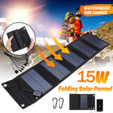 Laden Sie das Bild in den Galerie-Viewer, 15W Foldable Solar Panel Charger with USB