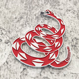 Load image into Gallery viewer, Gadsden Flag 3D Rattlesnake Emblem Sticker - &quot;Don&#39;t Tread on Me&quot; Silver Decal